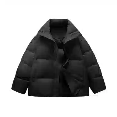 鸭鸭 云朵泡芙美式复古简约高街纯色基础宽松休闲低饱和多巴胺面包棉服保暖加厚百搭立领羽绒服 女款