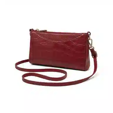 老人头 日常通勤鳄鱼纹优雅气质休闲百搭包包 头层牛皮 单肩斜挎包 常规 女款 黑色/红色