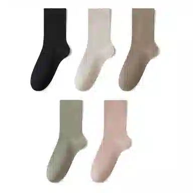 亲相见 纯棉防臭吸汗透气纯色中筒袜 女款