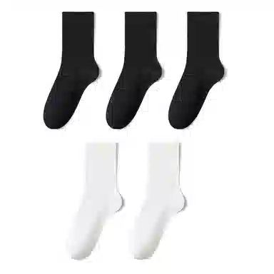 亲相见 纯棉防臭吸汗透气纯色中筒袜 女款