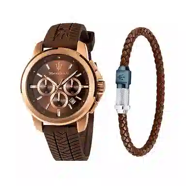 Maserati Quartz Silicone Strap Black Dial