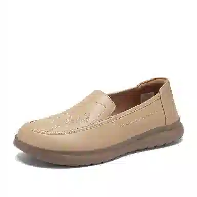 足力健 皮鞋 合成革牛剖层革 轻便舒适 柔软透气 低帮设计 防滑耐磨 优雅百搭 简约大方 女士休闲单鞋 女