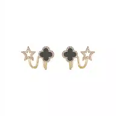 饰伴 晨露栖苜耳夹 新中式国潮时尚高级气质优雅 精致耳饰 小众冷淡风设计日常百搭男女同款情侣款 合金 耳钉 男女同款情侣款