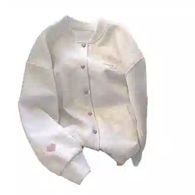 桴生 美式复古爱心刺绣棒球服开衫女春秋薄款宽松慵懒学生运动休闲外套卫衣 女款