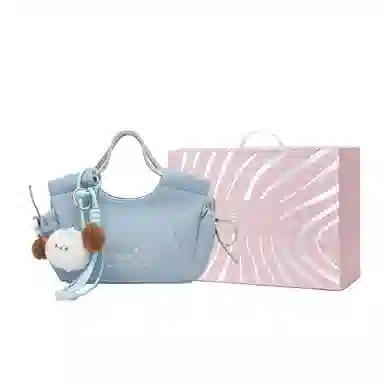 稻草人 高级感可爱挂件时尚潮流百搭小众实用 聚氨酯革 单肩斜挎包手提包 常规 女款 蓝色/米杏