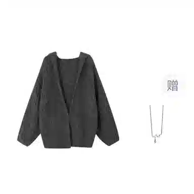 识恩 韩系慵懒风软糯连帽舒适中长款针织衫 女款