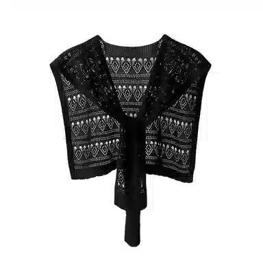 浪莎 韩系打结针织冰丝女款穿搭镂空外搭裙子衬衫坎肩秋季搭肩 披肩 女款