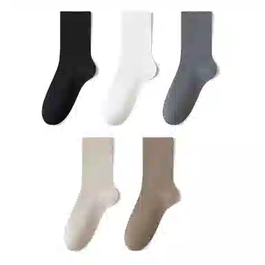 亲相见 纯棉防臭吸汗透气纯色中筒袜 女款