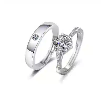 郁馨 六芒星爆闪温柔轻奢高级感开口可调节对戒 心动信号恋爱频率高级感闪耀星河璀璨 合金 锆石戒指 男女同款情侣款