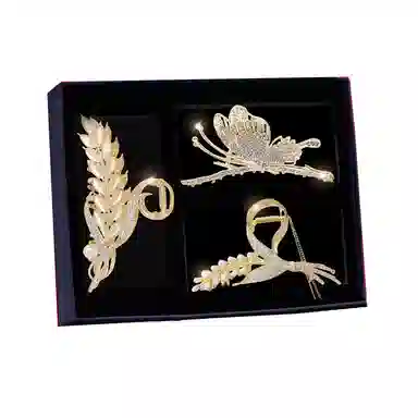 缔晶 森系时尚小清新麦穗蝴蝶鲨鱼夹 甜美造型感发饰礼盒#好运 合金 发夹 女款