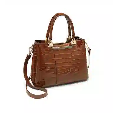 老人头 经典时尚优雅大气百搭实用鳄鱼纹通勤单肩斜挎包 头层牛皮 手提包 常规 女款 红色/黑色/棕色