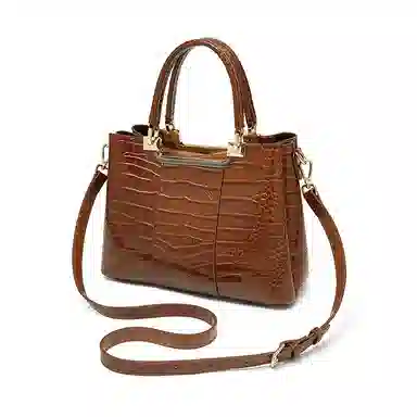 老人头 经典时尚优雅大气百搭实用鳄鱼纹通勤单肩斜挎包 头层牛皮 手提包 常规 女款 红色/黑色/棕色