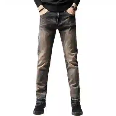 贵色 秋季 美式百搭时尚潮流休闲舒适直筒弹力小脚长裤牛仔裤 男女同款