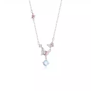 【S9999足银 蝶舞玫香】 福韵金 六桂福 蝴蝶粉色轻奢精致高级森系清新温柔少女心日常约会甜蜜告白百搭锁骨链好运 纯银 项链 女款