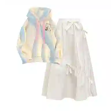 棉购 连帽衫宽松韩系氛围感慵懒风外套两件套裙装套装 女款