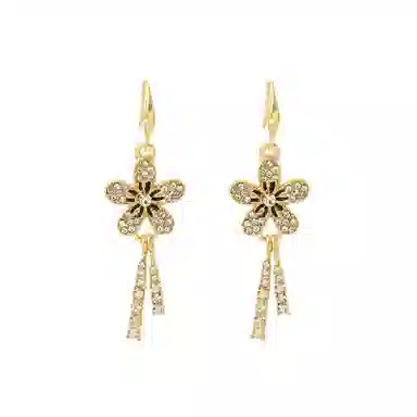 彤彤兔 百搭时尚长款花朵流苏耳坠女气质设计感耳钩耳饰品 合金 耳环 女款