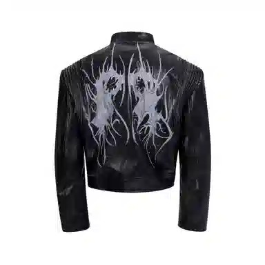 START EXCEED END Painted Leather Jacket