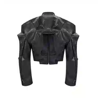 START EXCEED END Dark Alien Deconstructed Leather Jacket