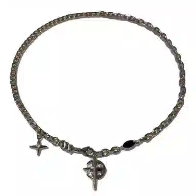 兮畔 嘻哈潮流个性设计小众风格黑宝石芒星欧美风小众设计高级感 钛钢 项链 男女同款情侣款