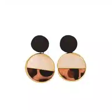 彤彤兔 欧美复古几何圆圈耳环豹纹高级感时尚耳坠耳饰 合金 耳钉 女款