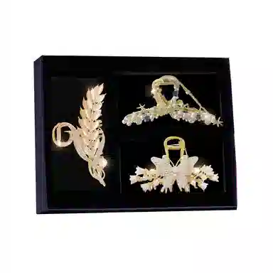 缔晶 优雅时尚蝴蝶麦穗鲨鱼夹套装 日常通勤百搭造型感#好运 合金 发夹 女款