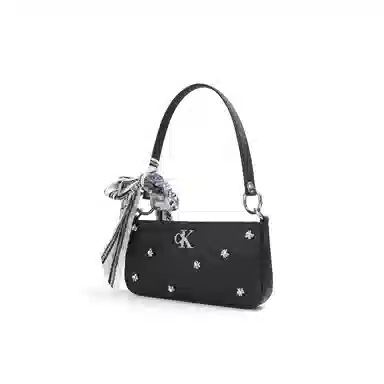 Calvin Klein Snow Country Love Letter Ido Lace Rhinestone Shoulder Bag Black