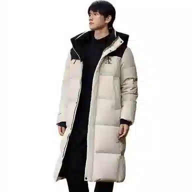 鸭鸭 简约通勤连帽时尚直筒时尚加厚纯色羽绒服 男女同款