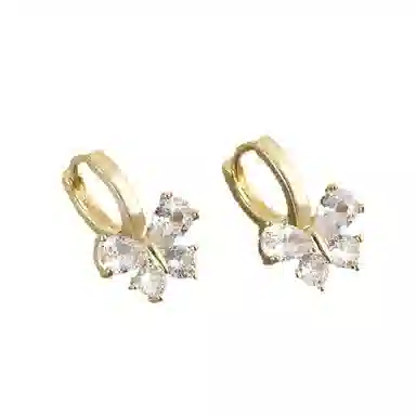 彤彤兔 蝴蝶结耳扣高级简约甜美风百搭耳圈潮流时尚耳饰品#好运 合金树脂 耳环 女款