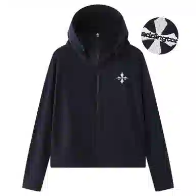 帕丁顿熊 基础款复古简约十字菱形刺绣纯色宽松短板连帽户外功能性凉感高弹力亲肤超轻速干透气皮肤衣防水防紫外线 凉感超轻透气防晒服 男女同款