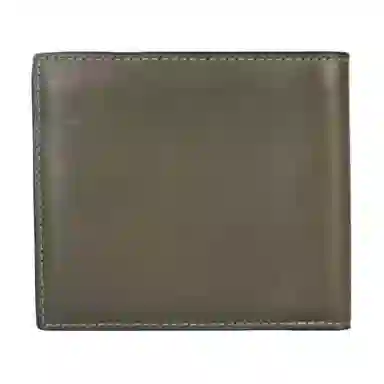 COACH 10 Logo Embossed Leather Bi-Fold Wallet Military Green