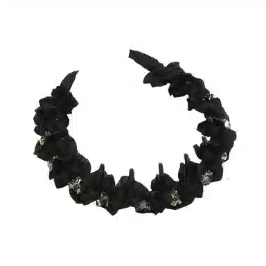 如花梦 高级感水钻黑色褶皱高颅顶头箍带齿防滑 亚克力 发箍 女款