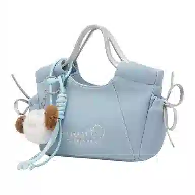 稻草人 高级感可爱挂件时尚潮流百搭小众实用 聚氨酯革 单肩斜挎包手提包 常规 女款 蓝色/米杏