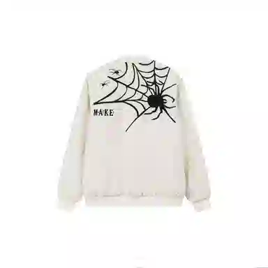 哲源 美式复古高街潮流棒球服蜘蛛字母动物图案立体刺绣设计感春秋外套潮牌百搭宽松舒适日常通勤痞帅休闲夹克 男女同款
