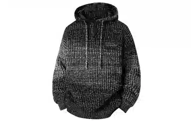 大卫贝肯 港风复古简约连帽基础款纯色字母印花宽松软糯秋冬慵懒套头外套针织毛衣 男女同款