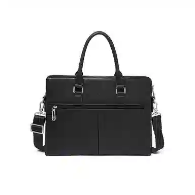 老人头 商务休闲百搭高级感日常通勤斜挎包手提包 头层牛皮 公文包 男款 黑色