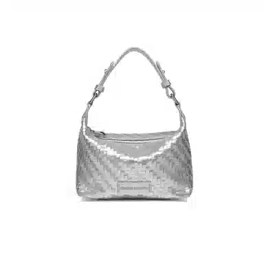 稻草人 精致时尚小众编织休闲百搭高级感轻便通勤实用 聚氨酯革 单肩斜挎手提包 女款 黑色/杏色/银色