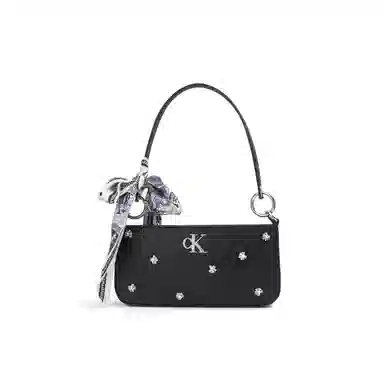 Calvin Klein Snow Country Love Letter Ido Lace Rhinestone Shoulder Bag Black