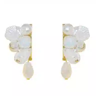 彤彤兔 法式复古花瓣耳环气质夸张小众设计感花朵清新轻奢耳饰品女 合金树脂 耳钉 女款