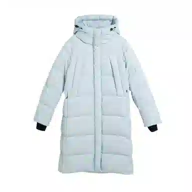 鸭鸭 纯色简约休闲时尚百搭通勤连帽长款羽绒服 男女同款