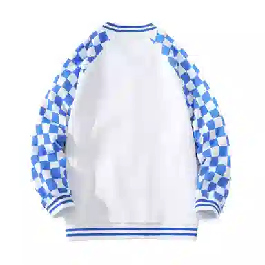 大卫贝肯  美式复古高街袖子格子纹设计日常通勤百搭休闲宽松潮流长袖棒球服 男女同款