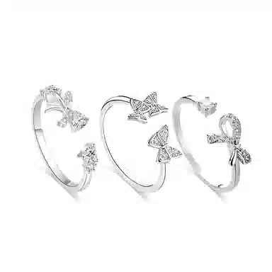 希遇 甜心公主对戒甜美蝴蝶结闪钻开口可调节小众轻奢简约百搭小众设计气质高级感#好运 锆石 戒指 男女同款情侣款