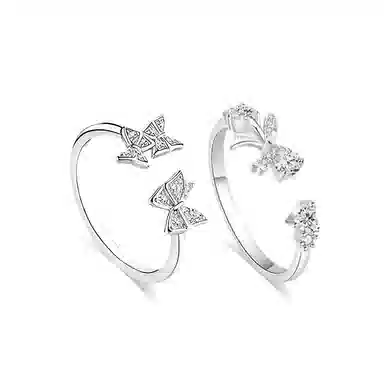 希遇 甜心公主对戒甜美蝴蝶结闪钻开口可调节小众轻奢简约百搭小众设计气质高级感#好运 锆石 戒指 男女同款情侣款