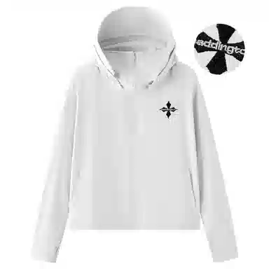 帕丁顿熊 基础款复古简约十字菱形刺绣纯色宽松短板连帽户外功能性凉感高弹力亲肤超轻速干透气皮肤衣防水防紫外线 凉感超轻透气防晒服 男女同款