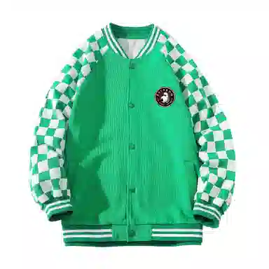 大卫贝肯  美式复古高街袖子格子纹设计日常通勤百搭休闲宽松潮流长袖棒球服 男女同款