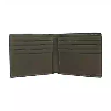 COACH 10 Logo Embossed Leather Bi-Fold Wallet Military Green