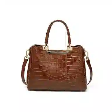 老人头 经典时尚优雅大气百搭实用鳄鱼纹通勤单肩斜挎包 头层牛皮 手提包 常规 女款 红色/黑色/棕色