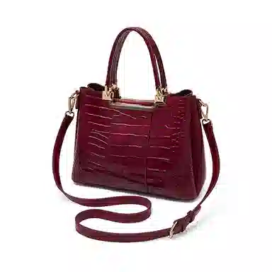 老人头 经典时尚优雅大气百搭实用鳄鱼纹通勤单肩斜挎包 头层牛皮 手提包 常规 女款 红色/黑色/棕色