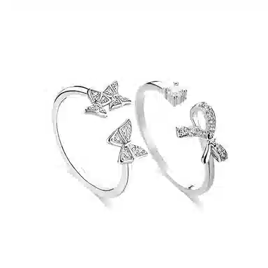 希遇 甜心公主对戒甜美蝴蝶结闪钻开口可调节小众轻奢简约百搭小众设计气质高级感#好运 锆石 戒指 男女同款情侣款