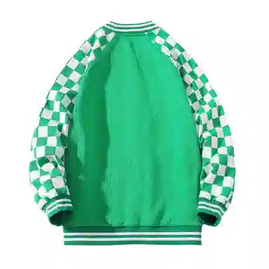 大卫贝肯  美式复古高街袖子格子纹设计日常通勤百搭休闲宽松潮流长袖棒球服 男女同款