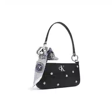 Calvin Klein Snow Country Love Letter Ido Lace Rhinestone Shoulder Bag Black